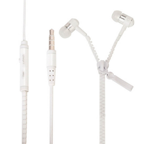 Наушники Zipper White, Mini jack (3.5 мм), вакуумные, микрофон на проводе, кабель 1.15 м